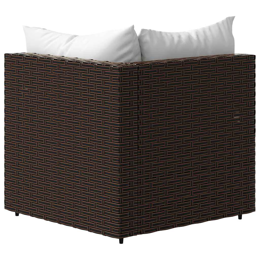 Tuinhoekbank met kussens poly rattan bruin is nu te koop bij PeponiXL, paradijselijk wonen!