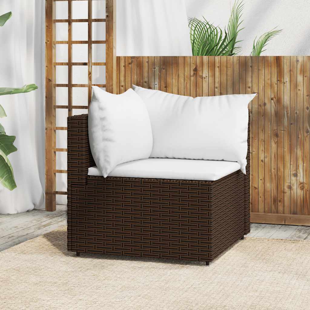 Tuinhoekbank met kussens poly rattan bruin is nu te koop bij PeponiXL, paradijselijk wonen!