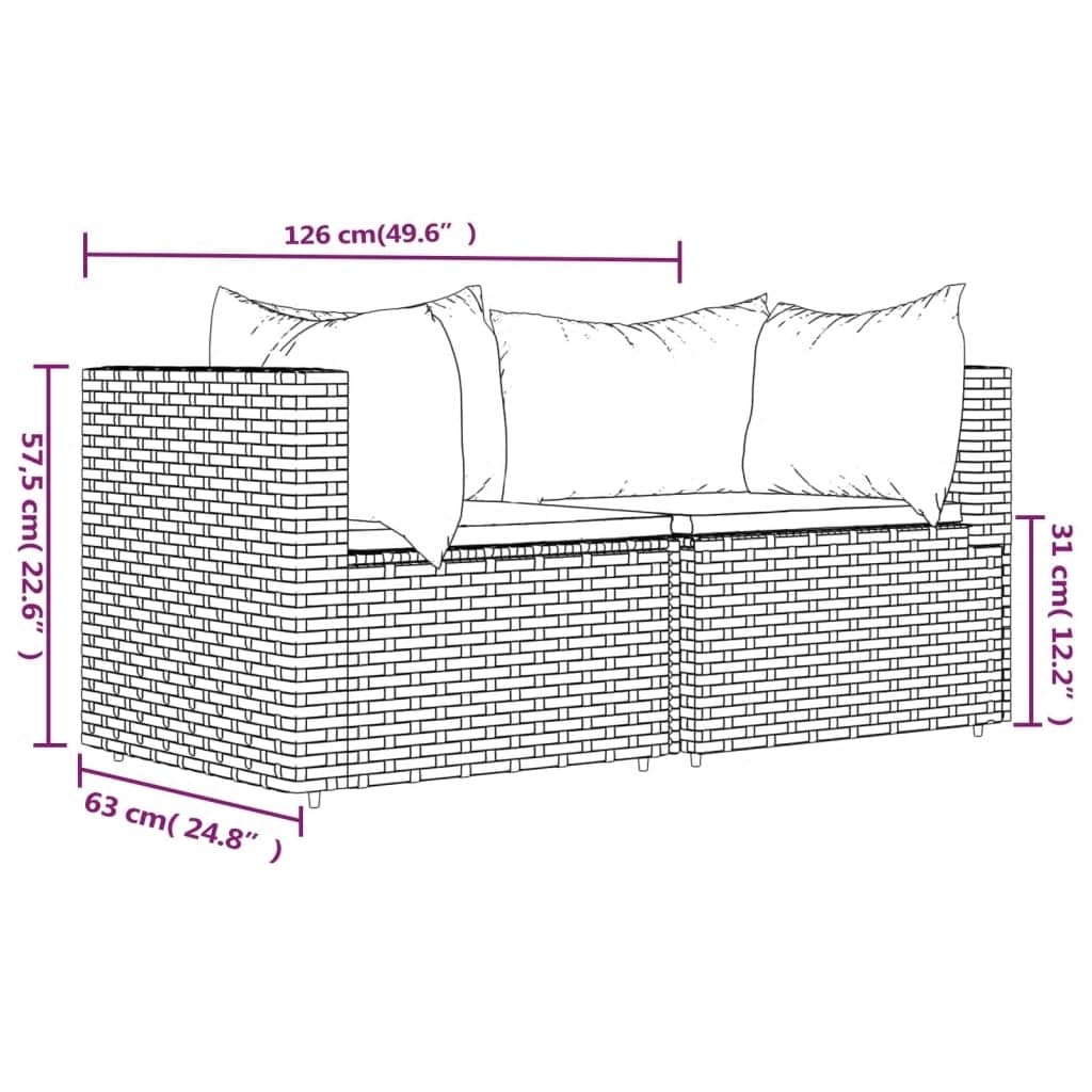 Tuinhoekbanken met kussens 2 st poly rattan bruin is nu te koop bij PeponiXL, paradijselijk wonen!