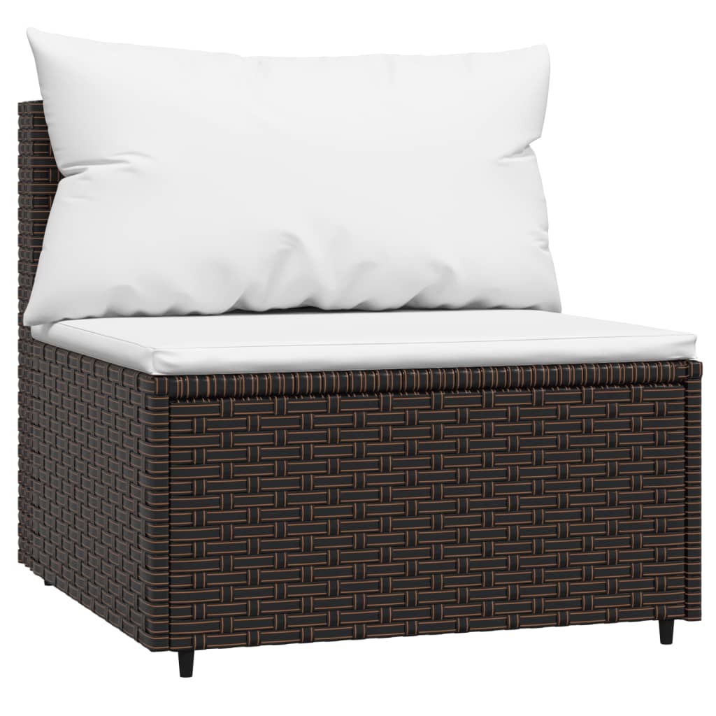 Tuinmiddenbank met kussens poly rattan bruin is nu te koop bij PeponiXL, paradijselijk wonen!