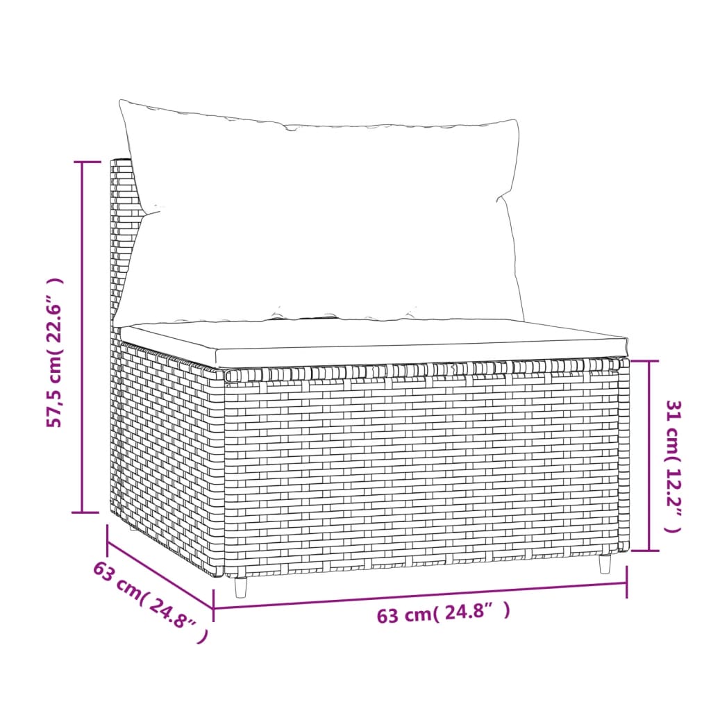 Tuinmiddenbank met kussens poly rattan bruin is nu te koop bij PeponiXL, paradijselijk wonen!