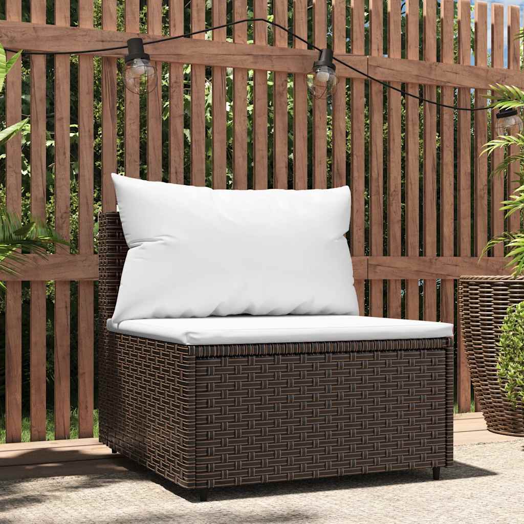 Tuinmiddenbank met kussens poly rattan bruin is nu te koop bij PeponiXL, paradijselijk wonen!