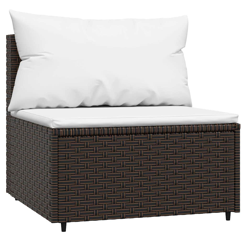 Tuinmiddenbanken met kussens 2 st poly rattan bruin is nu te koop bij PeponiXL, paradijselijk wonen!