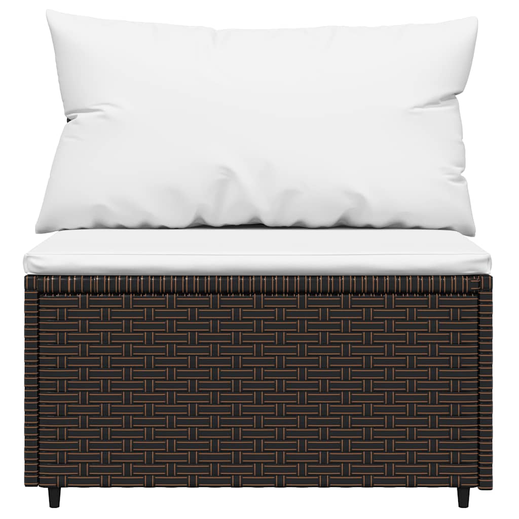 Tuinmiddenbanken met kussens 2 st poly rattan bruin is nu te koop bij PeponiXL, paradijselijk wonen!