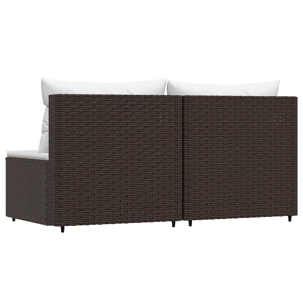Tuinmiddenbanken met kussens 2 st poly rattan bruin is nu te koop bij PeponiXL, paradijselijk wonen!