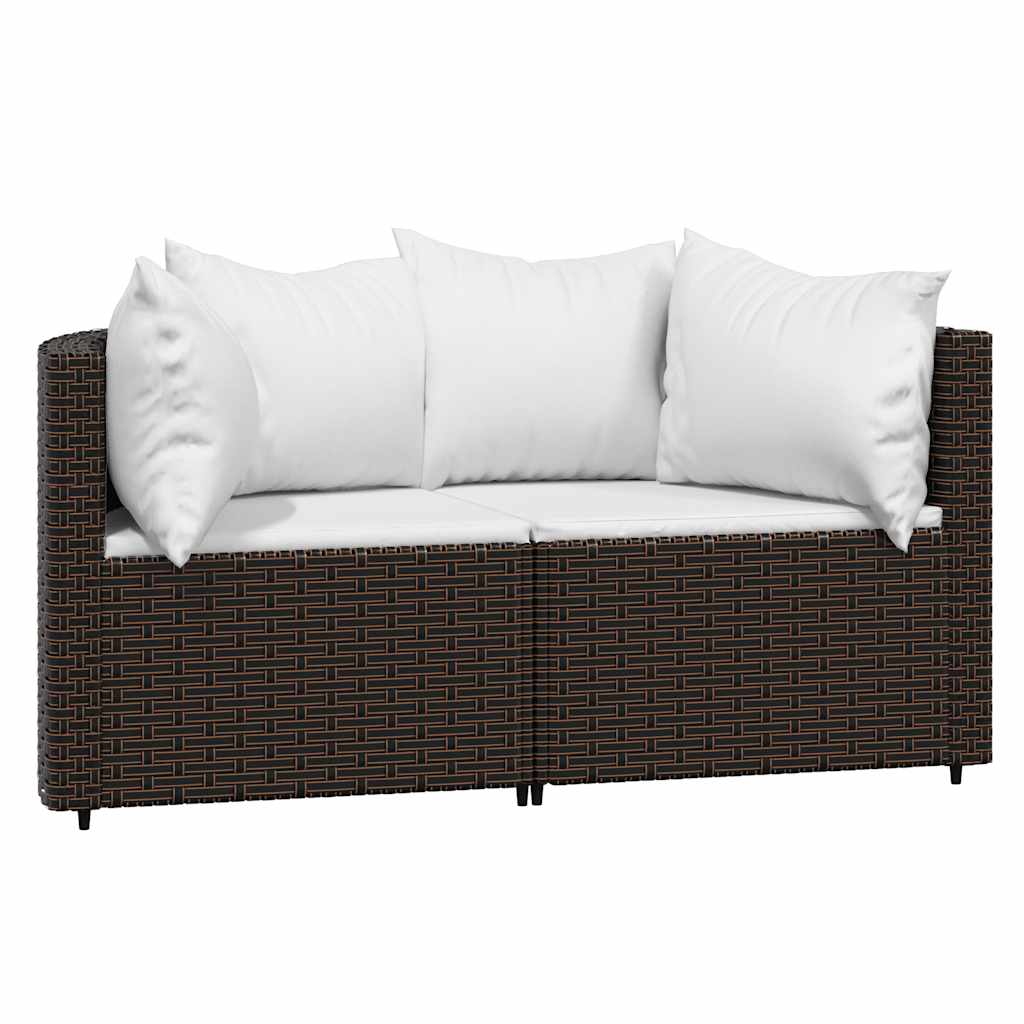 Tuinhoekbanken met kussens 2 st poly rattan bruin is nu te koop bij PeponiXL, paradijselijk wonen!