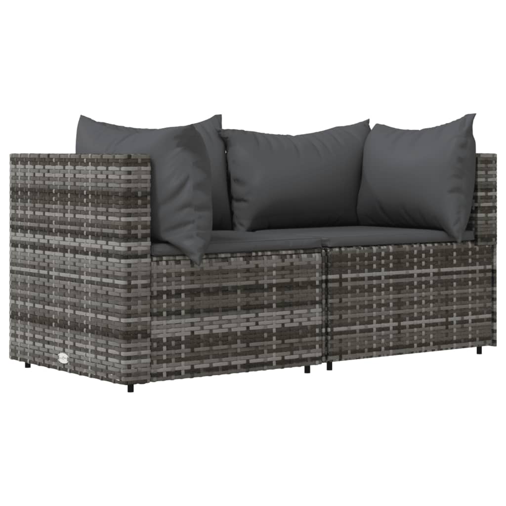 Tuinhoekbanken met kussens 2 st poly rattan grijs is nu te koop bij PeponiXL, paradijselijk wonen!