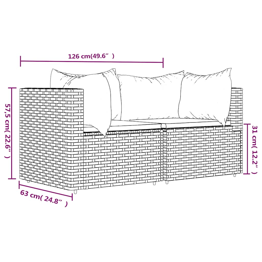 Tuinhoekbanken met kussens 2 st poly rattan grijs is nu te koop bij PeponiXL, paradijselijk wonen!