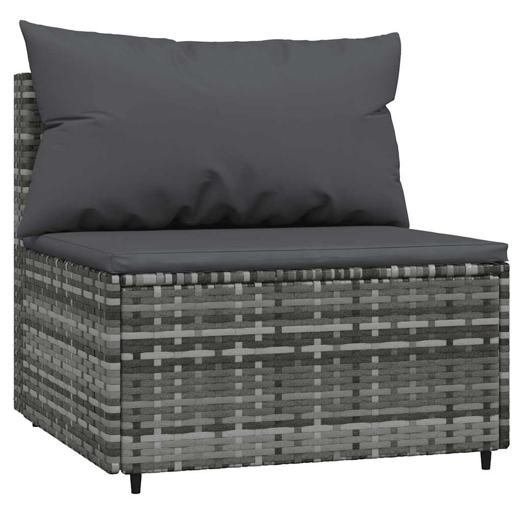 Tuinmiddenbank met kussens poly rattan grijs is nu te koop bij PeponiXL, paradijselijk wonen!