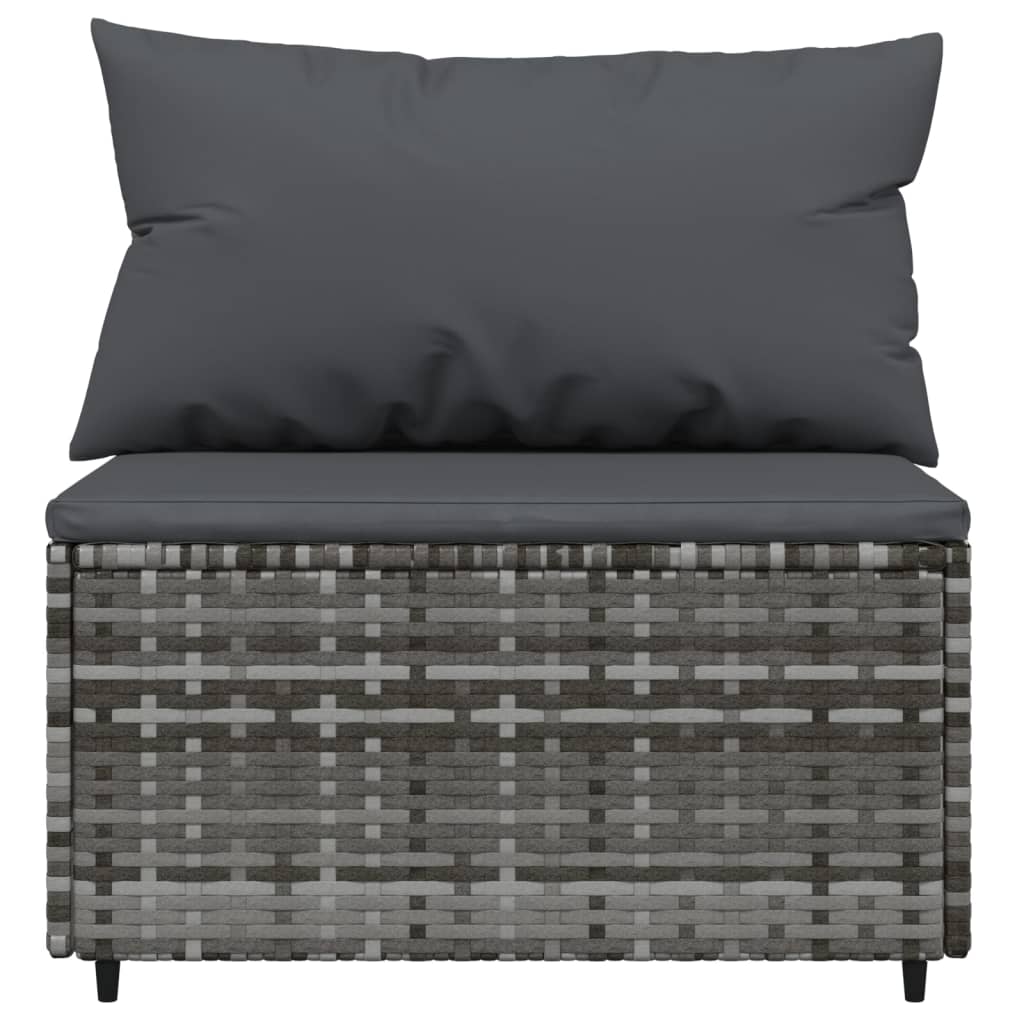 Tuinmiddenbank met kussens poly rattan grijs is nu te koop bij PeponiXL, paradijselijk wonen!