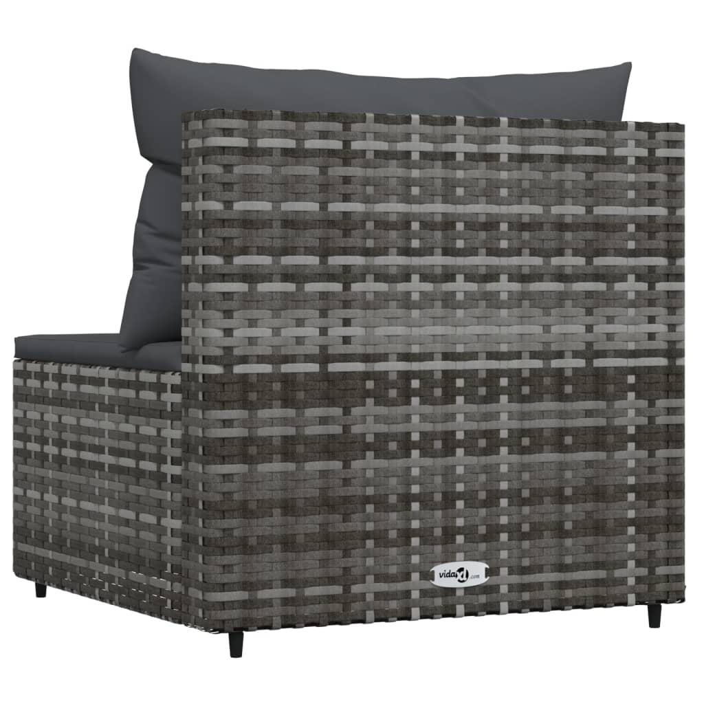 Tuinmiddenbank met kussens poly rattan grijs is nu te koop bij PeponiXL, paradijselijk wonen!