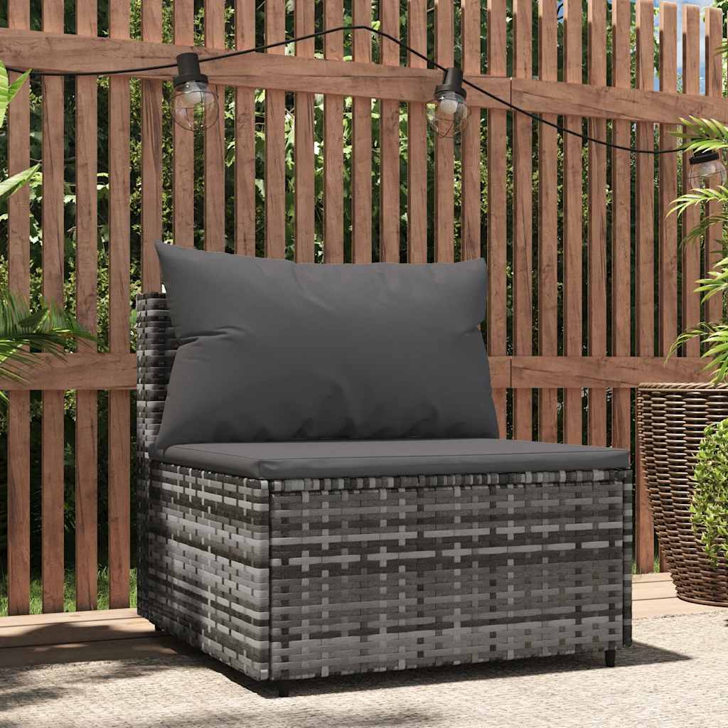 Tuinmiddenbank met kussens poly rattan grijs is nu te koop bij PeponiXL, paradijselijk wonen!