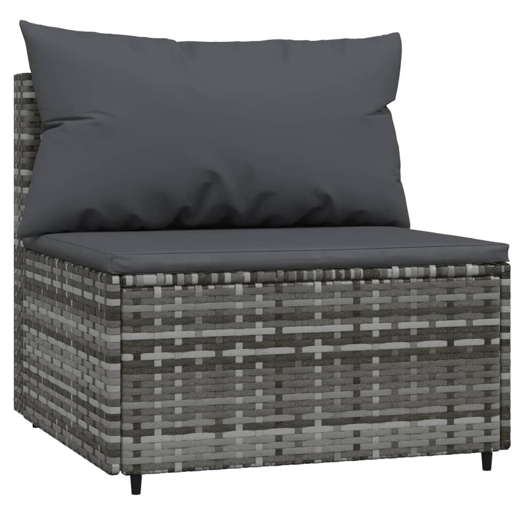 Tuinmiddenbank met kussens 2 st poly rattan grijs is nu te koop bij PeponiXL, paradijselijk wonen!