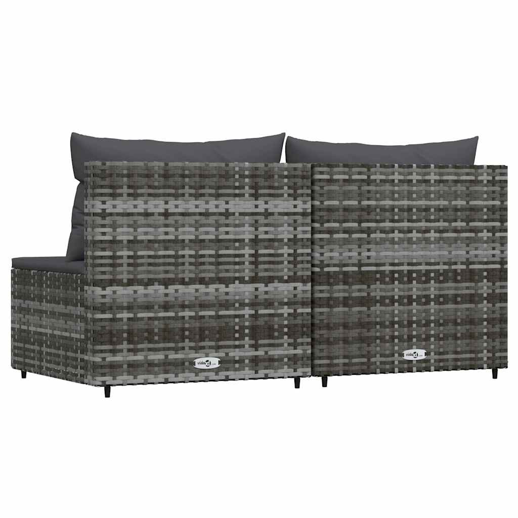 Tuinmiddenbank met kussens 2 st poly rattan grijs is nu te koop bij PeponiXL, paradijselijk wonen!