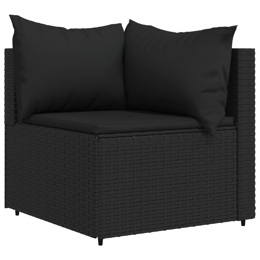 Tuinhoekbanken met kussens 2 st poly rattan zwart is nu te koop bij PeponiXL, paradijselijk wonen!