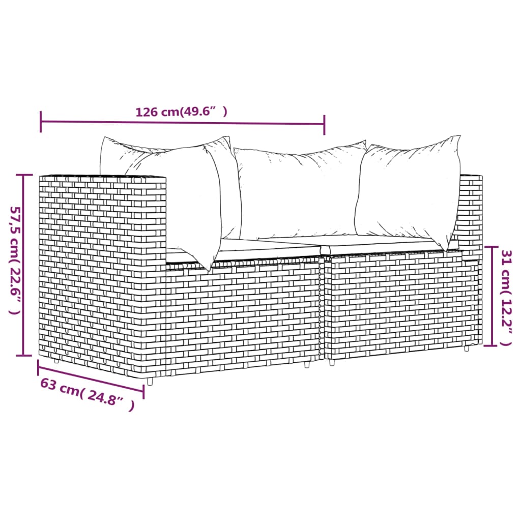 Tuinhoekbanken met kussens 2 st poly rattan zwart is nu te koop bij PeponiXL, paradijselijk wonen!