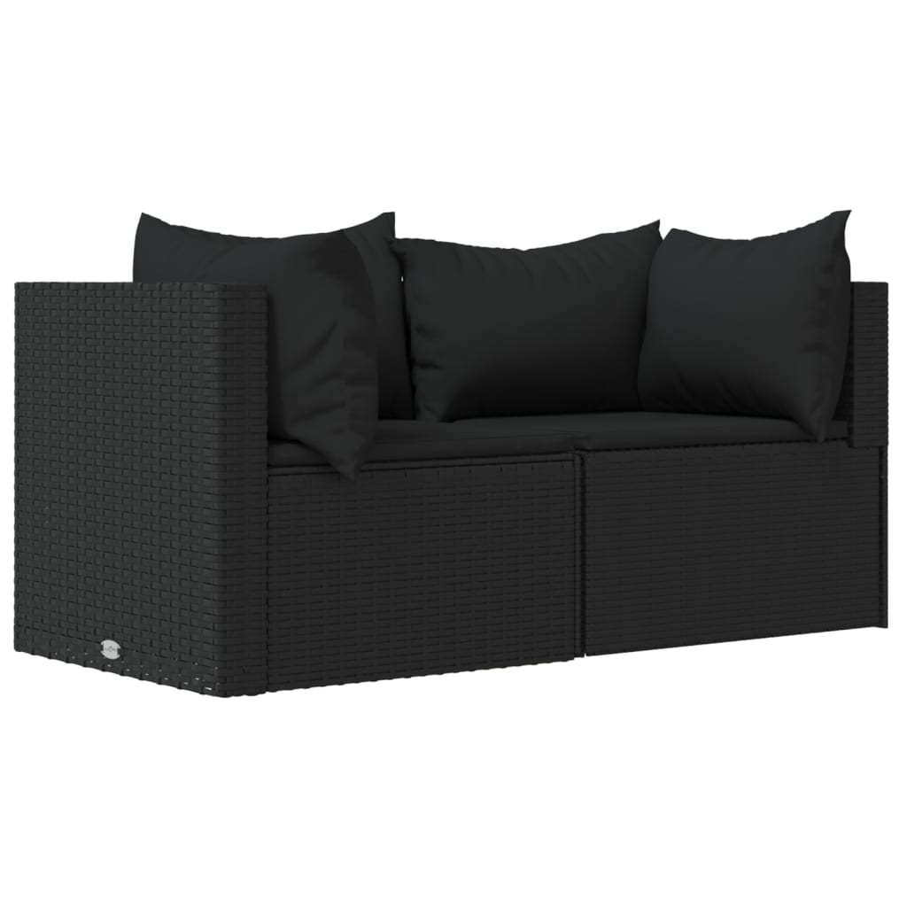 3-delige Loungeset met kussens poly rattan zwart is nu te koop bij PeponiXL, paradijselijk wonen!