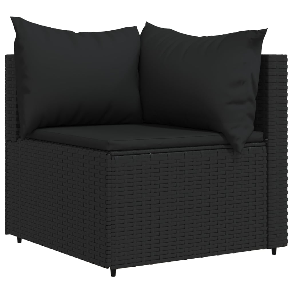 3-delige Loungeset met kussens poly rattan zwart is nu te koop bij PeponiXL, paradijselijk wonen!