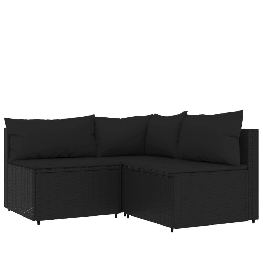 4-delige Loungeset met kussens poly rattan zwart is nu te koop bij PeponiXL, paradijselijk wonen!