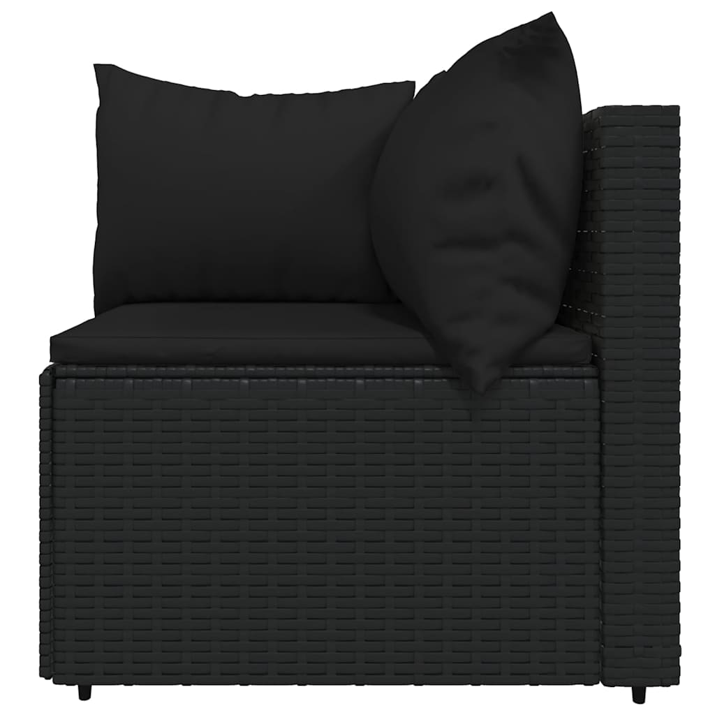 3-delige Loungeset met kussens poly rattan zwart is nu te koop bij PeponiXL, paradijselijk wonen!
