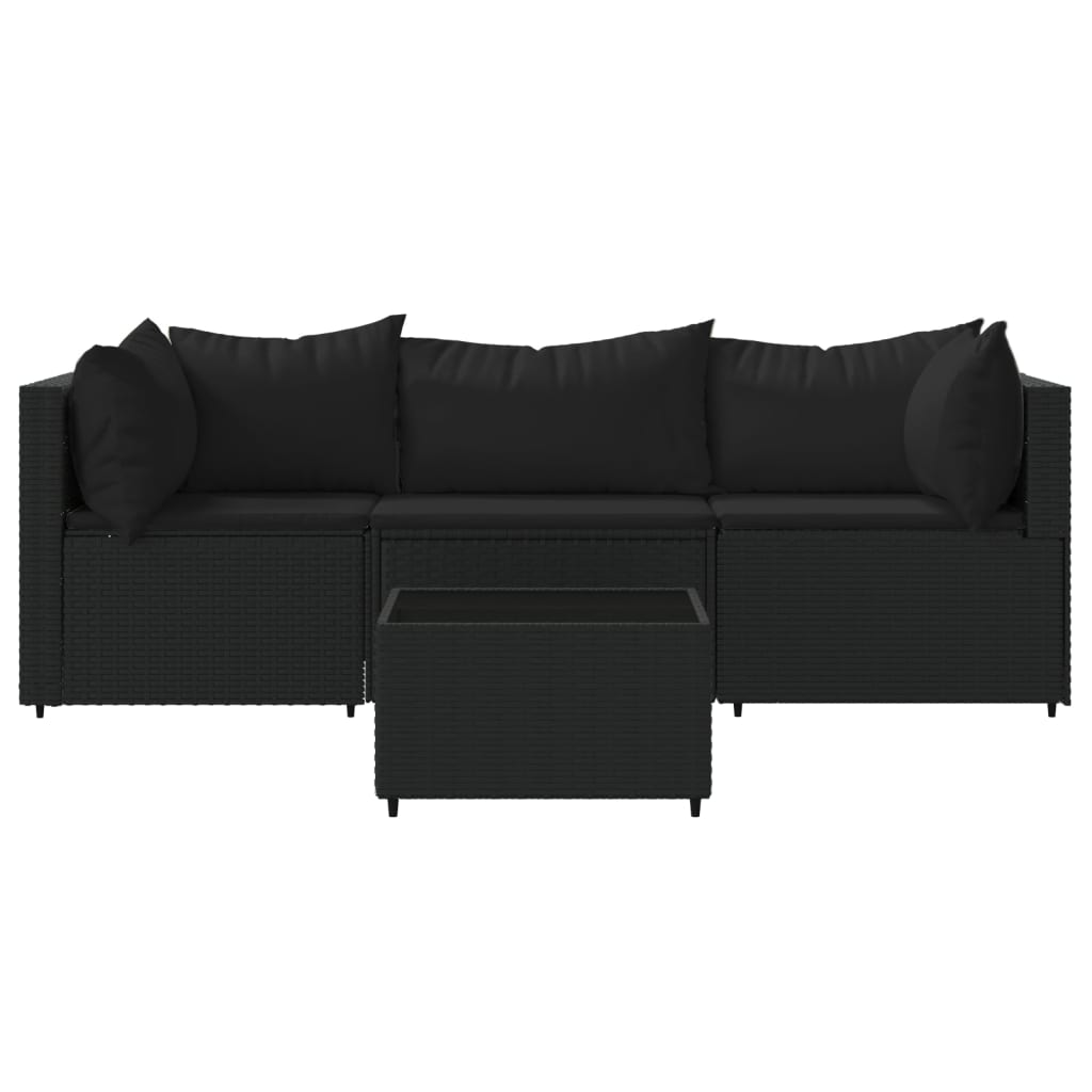 4-delige Loungeset met kussens poly rattan zwart is nu te koop bij PeponiXL, paradijselijk wonen!