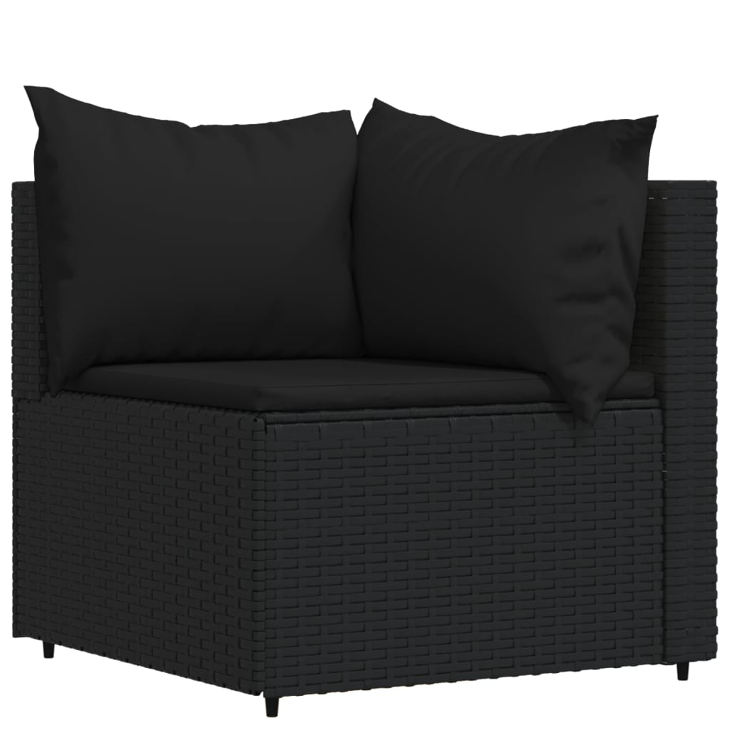 4-delige Loungeset met kussens poly rattan zwart is nu te koop bij PeponiXL, paradijselijk wonen!