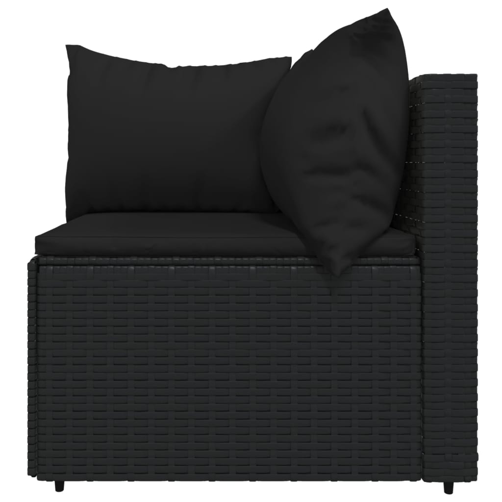 4-delige Loungeset met kussens poly rattan zwart is nu te koop bij PeponiXL, paradijselijk wonen!