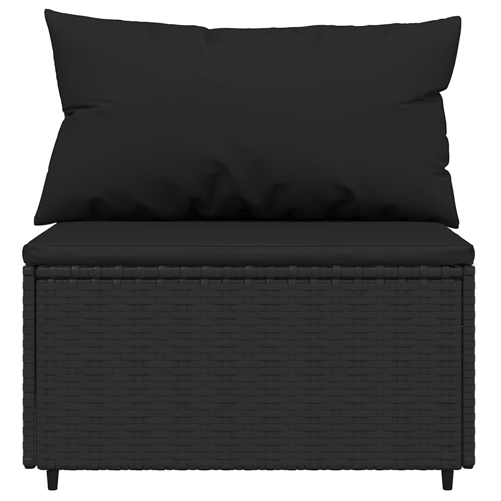 Tuinmiddenbank met kussens poly rattan zwart is nu te koop bij PeponiXL, paradijselijk wonen!