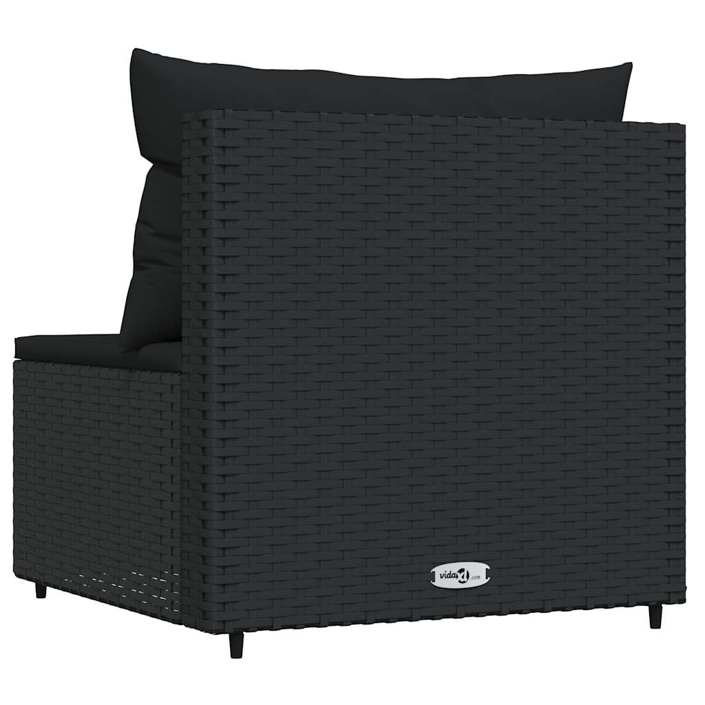 Tuinmiddenbank met kussens poly rattan zwart is nu te koop bij PeponiXL, paradijselijk wonen!