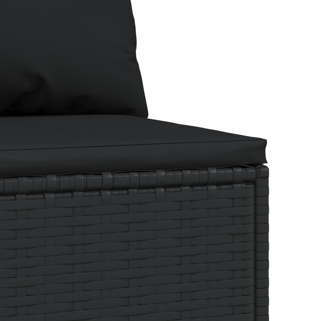 Tuinmiddenbank met kussens poly rattan zwart is nu te koop bij PeponiXL, paradijselijk wonen!