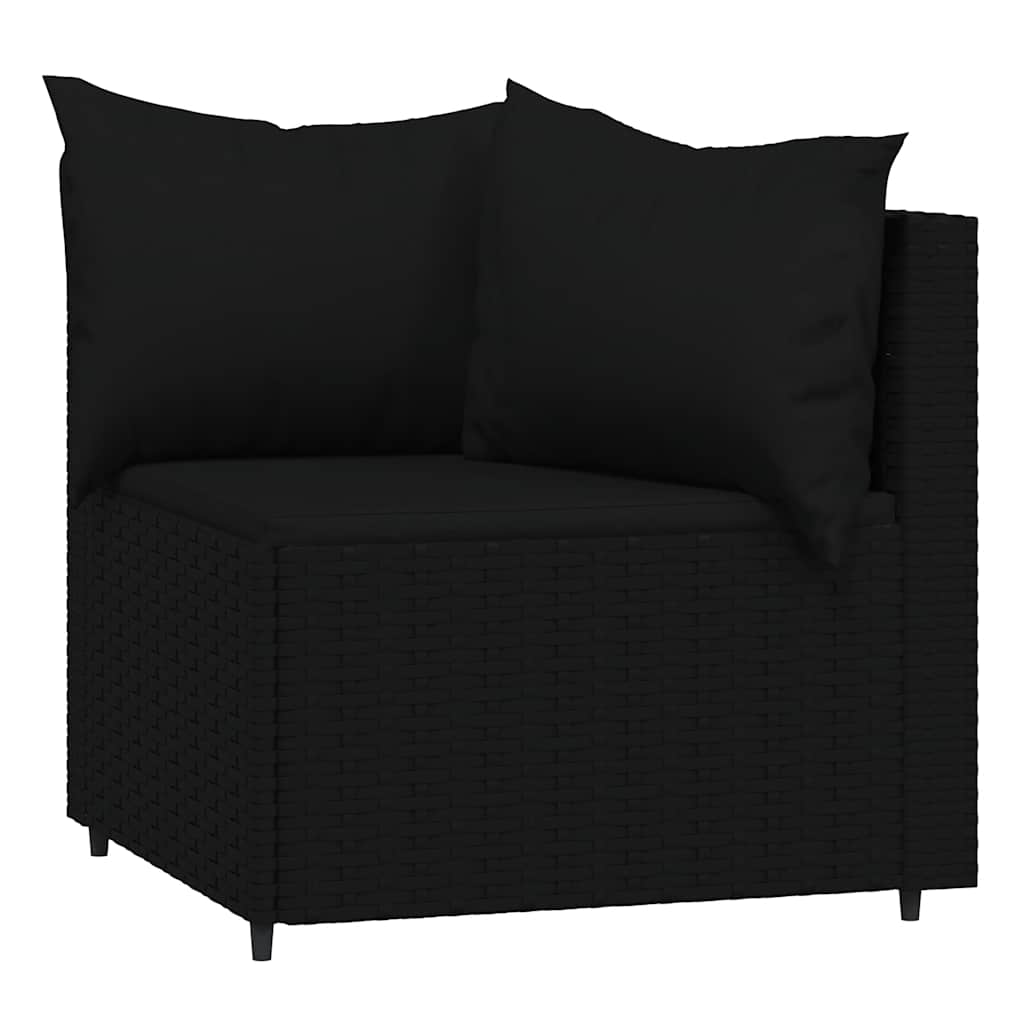 Tuinhoekbanken met kussens 2 st poly rattan zwart is nu te koop bij PeponiXL, paradijselijk wonen!