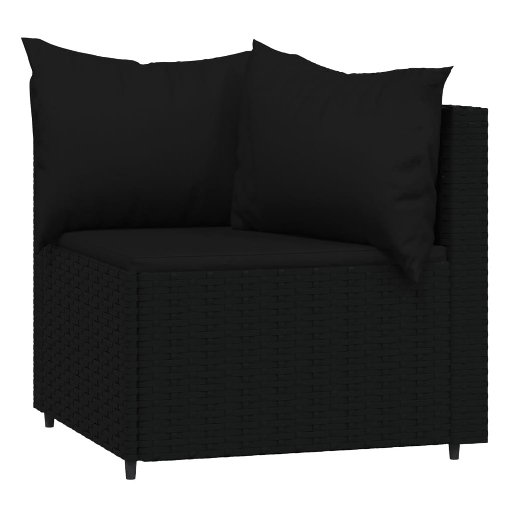 Tuinhoekbanken met kussens 2 st poly rattan zwart is nu te koop bij PeponiXL, paradijselijk wonen!