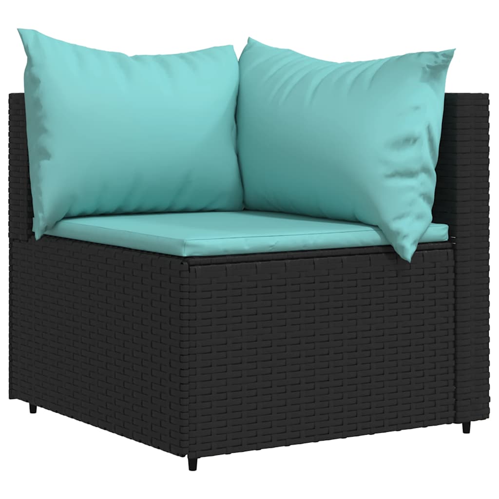 3-delige Loungeset met kussens poly rattan zwart is nu te koop bij PeponiXL, paradijselijk wonen!