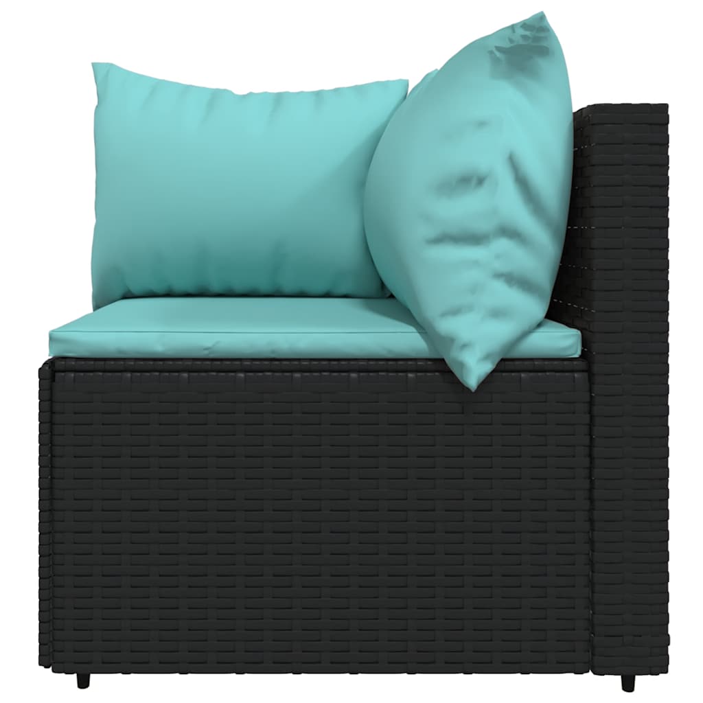 3-delige Loungeset met kussens poly rattan zwart is nu te koop bij PeponiXL, paradijselijk wonen!