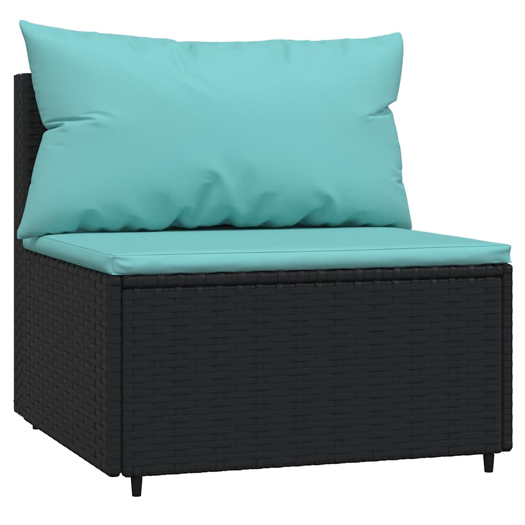 4-delige Loungeset met kussens poly rattan zwart is nu te koop bij PeponiXL, paradijselijk wonen!