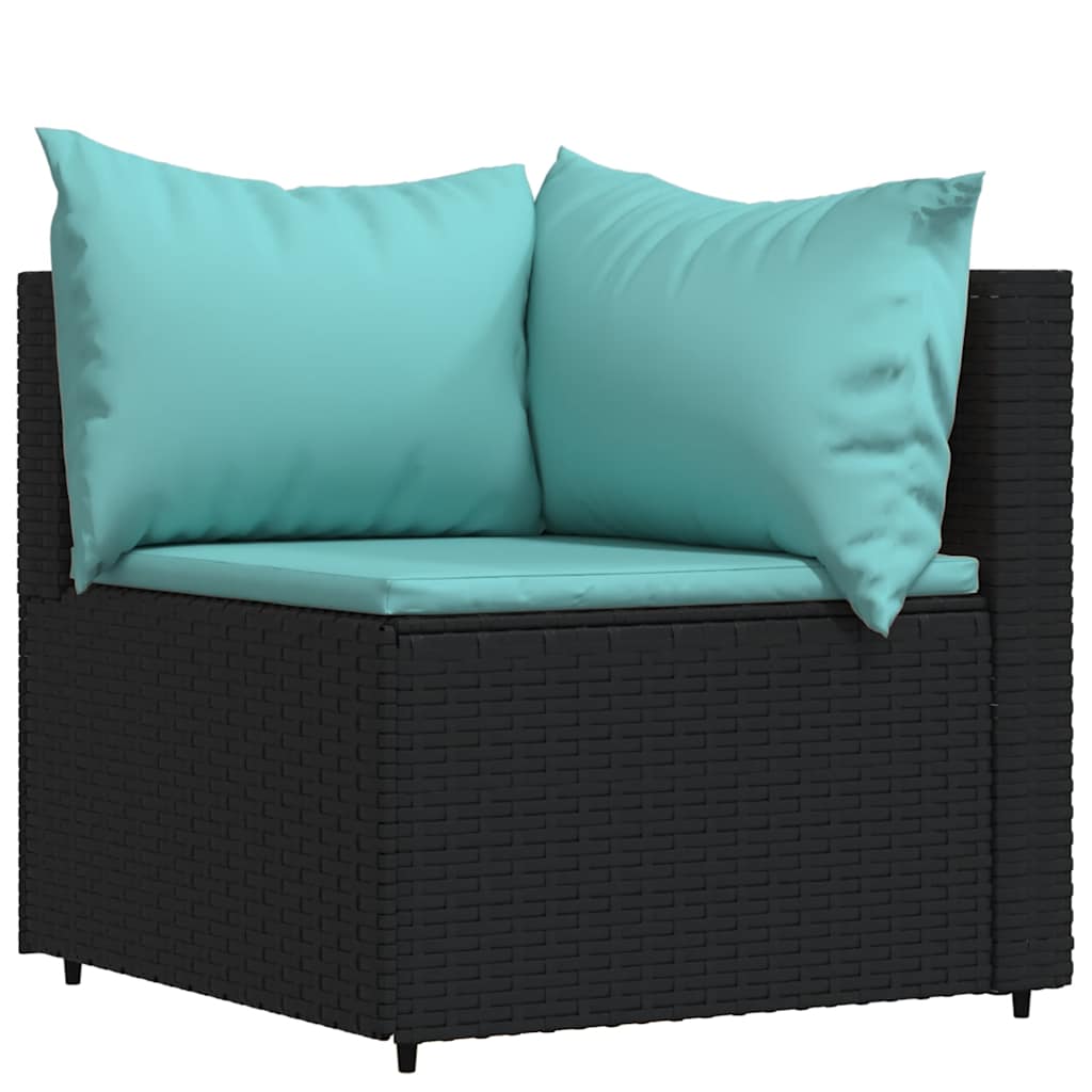 4-delige Loungeset met kussens poly rattan zwart is nu te koop bij PeponiXL, paradijselijk wonen!