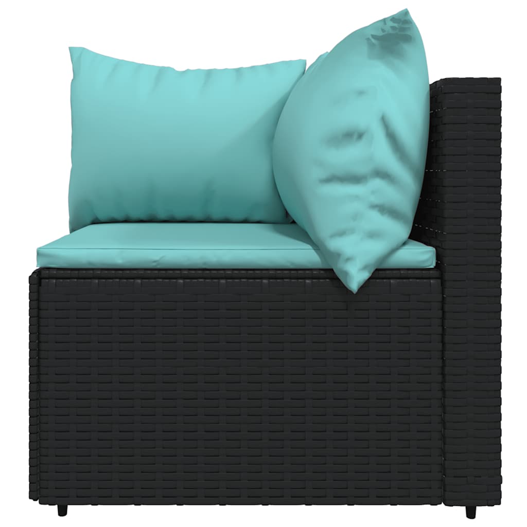 4-delige Loungeset met kussens poly rattan zwart is nu te koop bij PeponiXL, paradijselijk wonen!