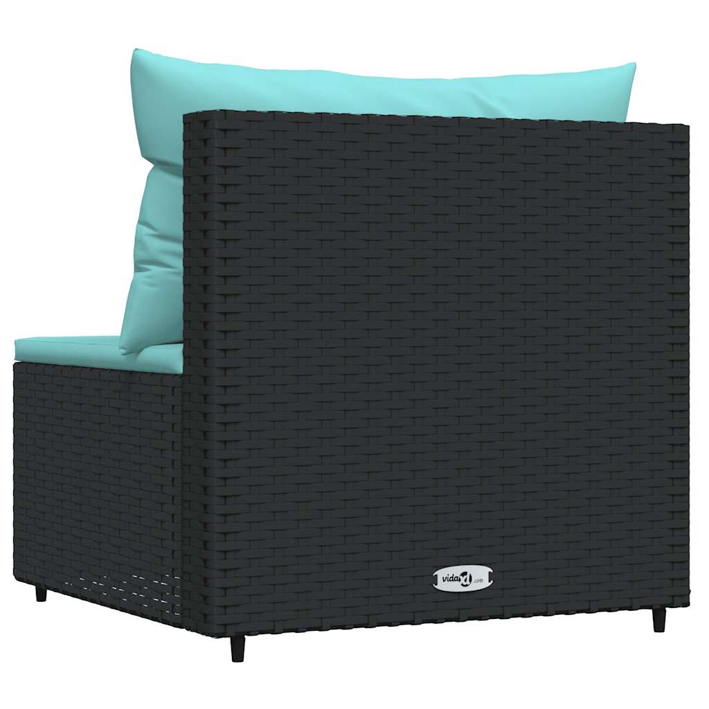 Tuinmiddenbank met kussens poly rattan zwart is nu te koop bij PeponiXL, paradijselijk wonen!