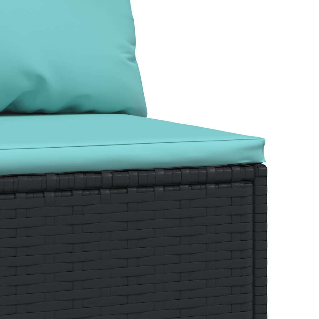 Tuinmiddenbank met kussens poly rattan zwart is nu te koop bij PeponiXL, paradijselijk wonen!