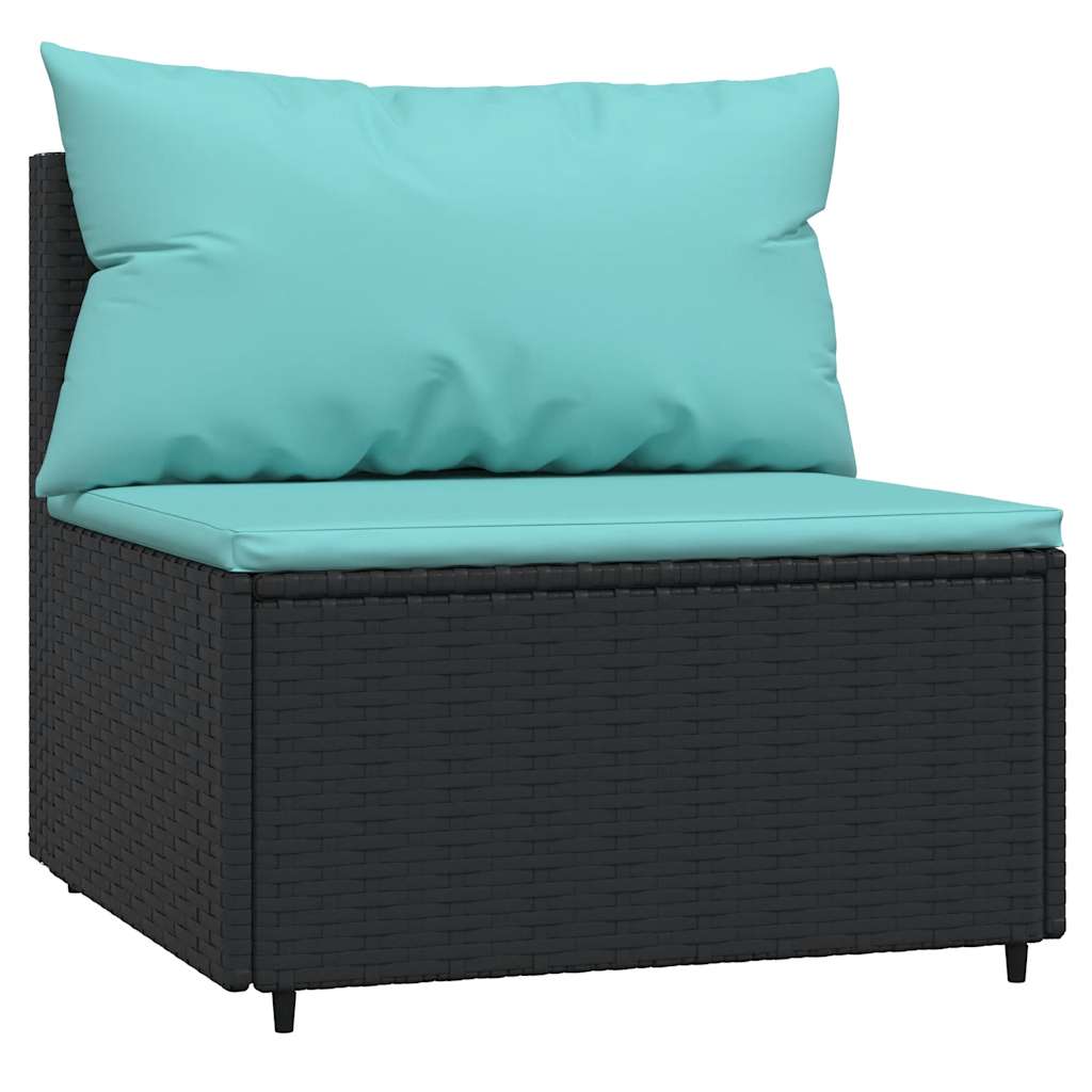 Tuinmiddenbanken met kussens 2 st poly rattan zwart is nu te koop bij PeponiXL, paradijselijk wonen!