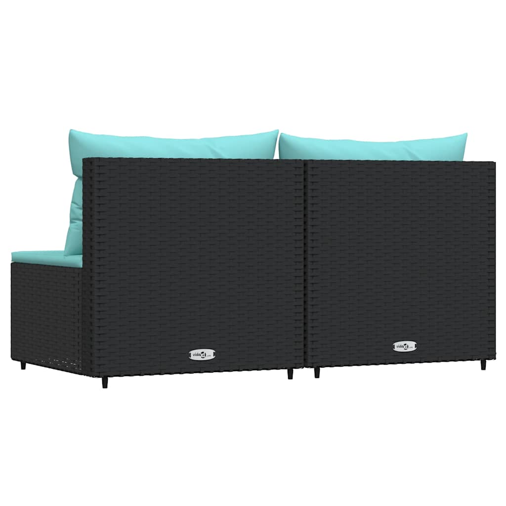 Tuinmiddenbanken met kussens 2 st poly rattan zwart is nu te koop bij PeponiXL, paradijselijk wonen!