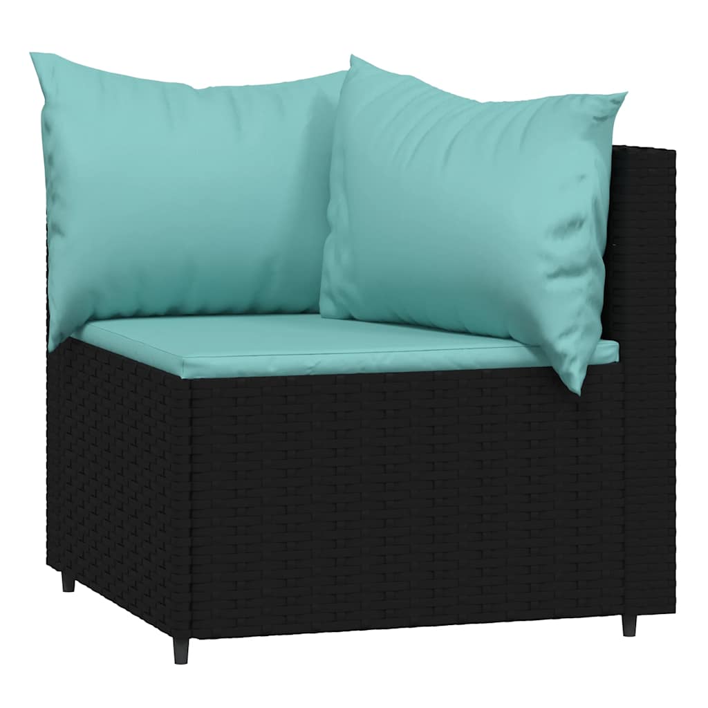 Tuinhoekbanken met kussens 2 st poly rattan zwart is nu te koop bij PeponiXL, paradijselijk wonen!