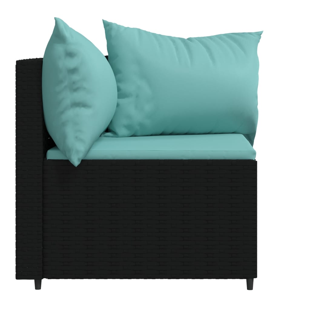 Tuinhoekbanken met kussens 2 st poly rattan zwart is nu te koop bij PeponiXL, paradijselijk wonen!