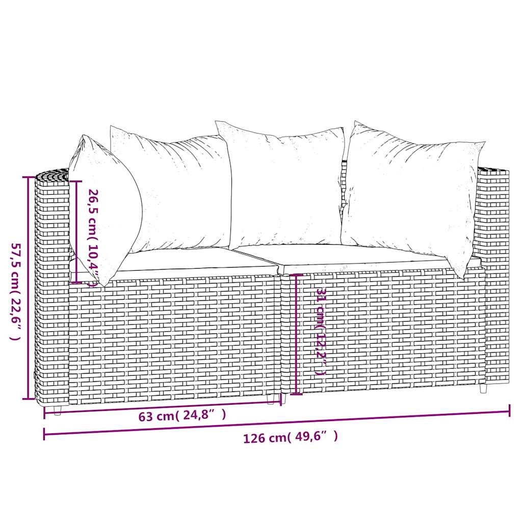 Tuinhoekbanken met kussens 2 st poly rattan zwart is nu te koop bij PeponiXL, paradijselijk wonen!