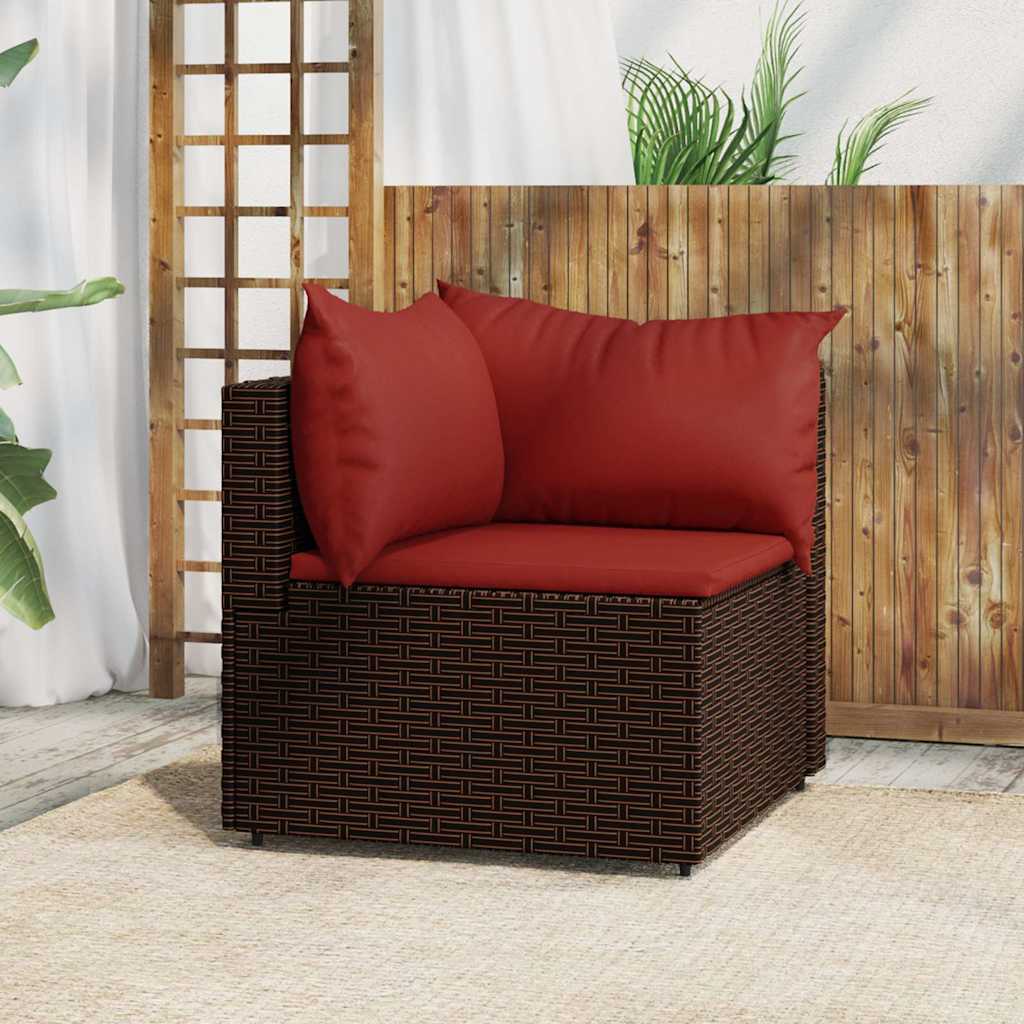 Tuinhoekbank met kussens poly rattan bruin is nu te koop bij PeponiXL, paradijselijk wonen!