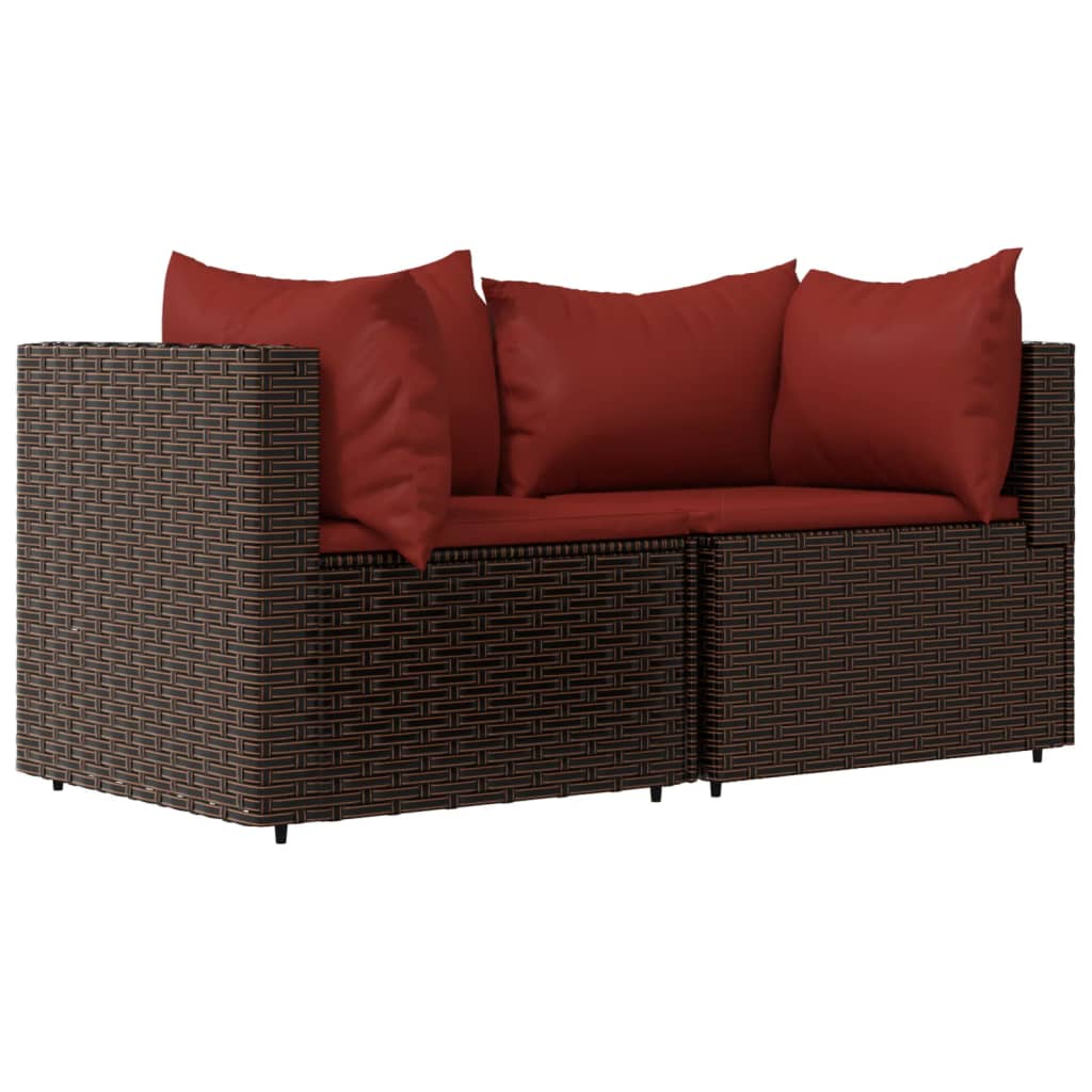 Tuinhoekbanken met kussens 2 st poly rattan bruin is nu te koop bij PeponiXL, paradijselijk wonen!