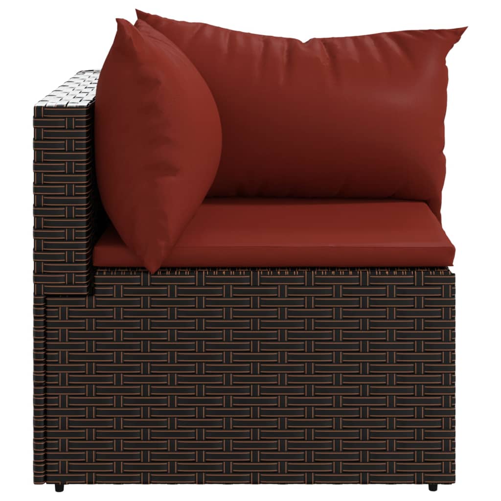 Tuinhoekbanken met kussens 2 st poly rattan bruin is nu te koop bij PeponiXL, paradijselijk wonen!
