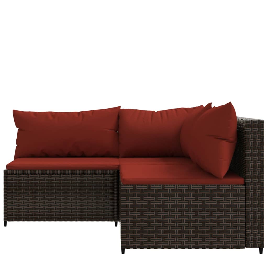 3-delige Loungeset met kussens poly rattan bruin is nu te koop bij PeponiXL, paradijselijk wonen!
