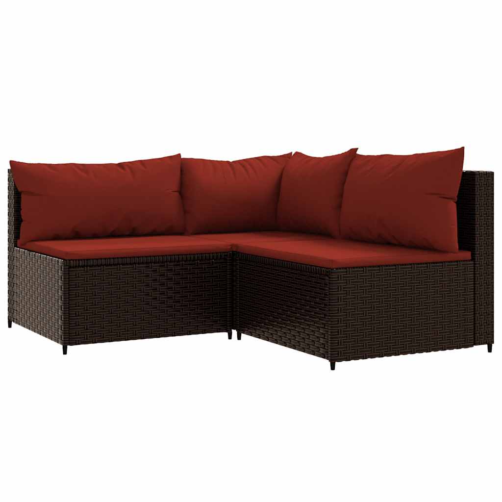 4-delige Loungeset met kussens poly rattan bruin is nu te koop bij PeponiXL, paradijselijk wonen!