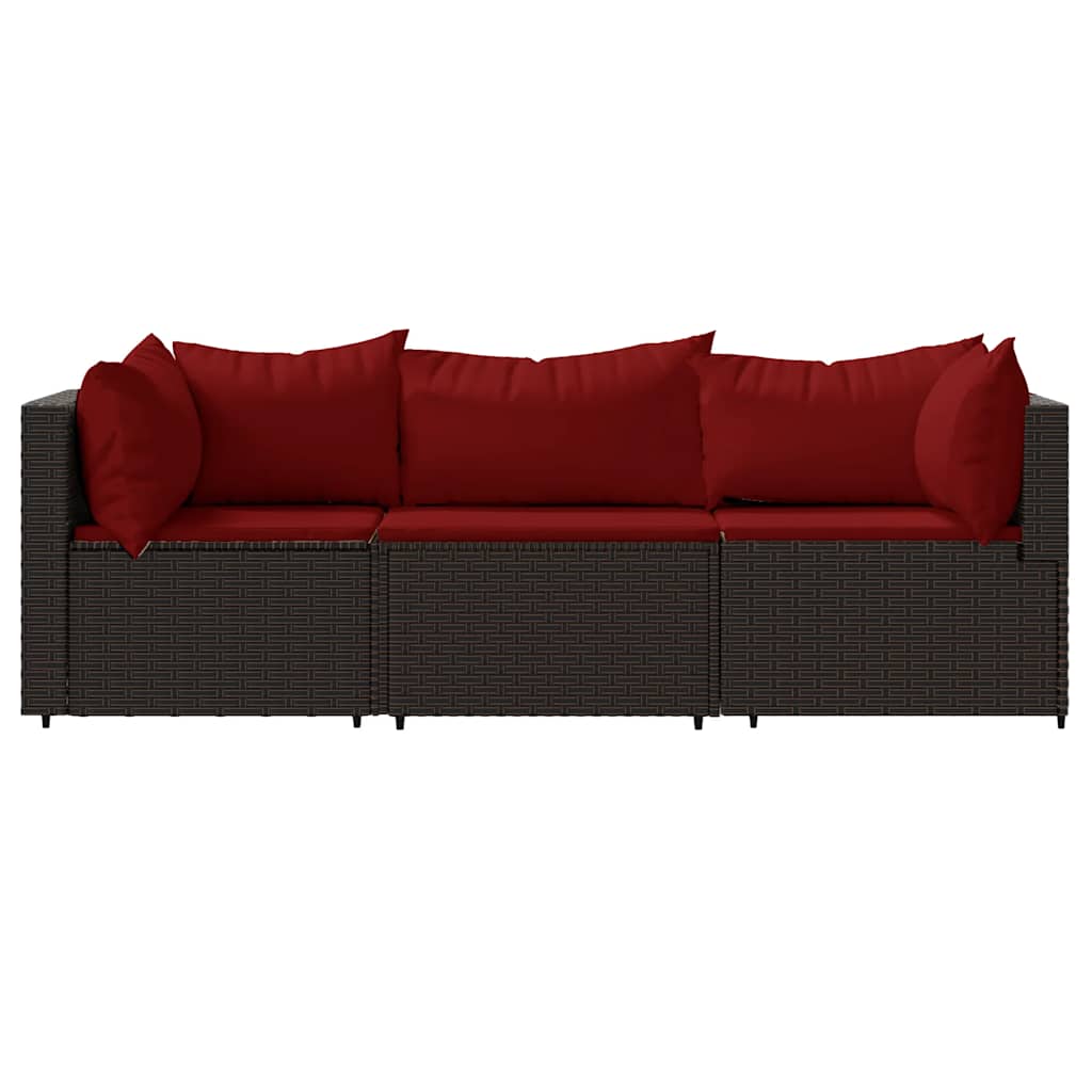 3-delige Loungeset met kussens poly rattan bruin is nu te koop bij PeponiXL, paradijselijk wonen!